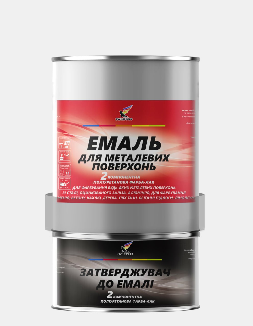 емаль УР-111 поліуретанова 2К FARBOSS червона, 2,8 кг